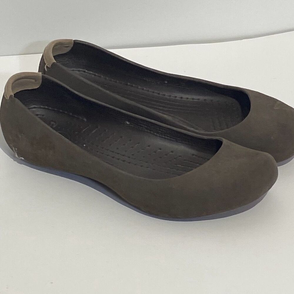 Crocs Women's‎ Brown Marnie Suede Tip Ballet Flat Shoes Size 9
